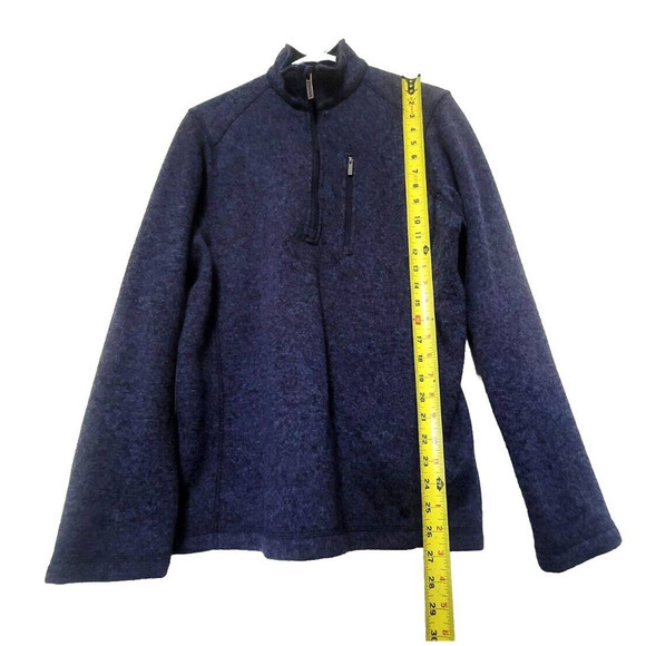 Woolrich 1/4 Zip Pullover Sweater Mens Size M Heathered Blue Fleece Knit - Picture 5 of 7